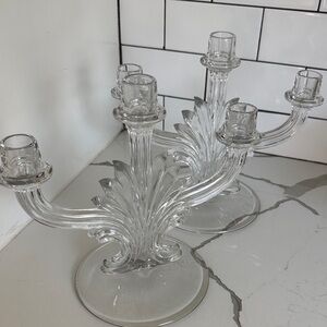 Elegant Glass Candelabra Set